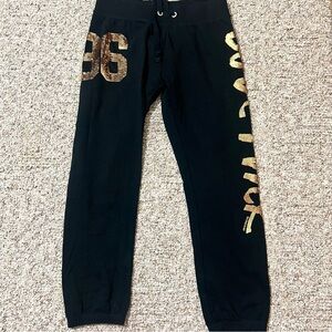 Victoria's Secret Black Joggers with Gold Accents